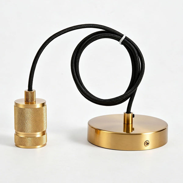 HARPER LIVING Light Fittings Ceilings, E27 Metal Pendant Lamp Holder, Adjustable, Class II Modern Ceiling Rose, Brass