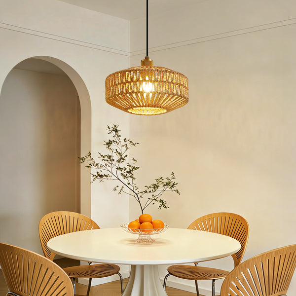 HARPER LIVING Easy Fit Handwoven Rope Ceiling Light Shade with Reducer Ring, E27/B22 Woven Shade for Pendant Lights & Floor Lamps