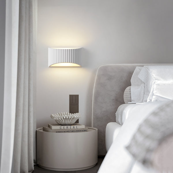 HARPER LIVING Modern Wall Light, Wave Pattern Shade, G9 Cap Type Up and Down Wall Lamp, White Ceramic Paintable Shade
