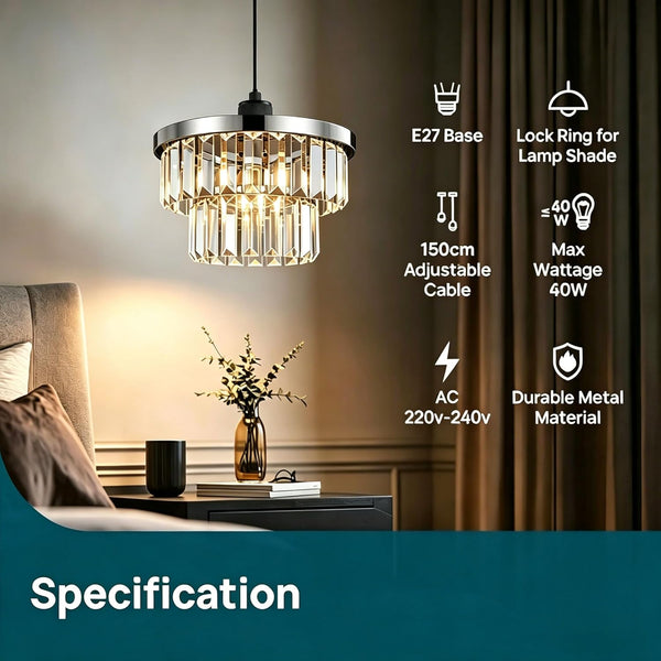 HARPER LIVING Light Fittings Ceilings, E27 Metal Pendant Lamp Holder, Adjustable, Class II Modern Ceiling Rose Black
