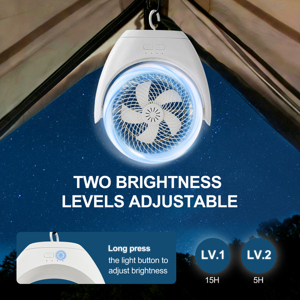 HARPER LIVING Rechargeable Desk Fan, Portable USB Table Fan with LED Light, 3 Speeds Stepless Dimming, Adjustable