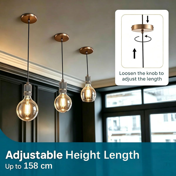 E27 Metal Pendant Lamp Holder, Class II Modern Ceiling Rose, Antique Brass