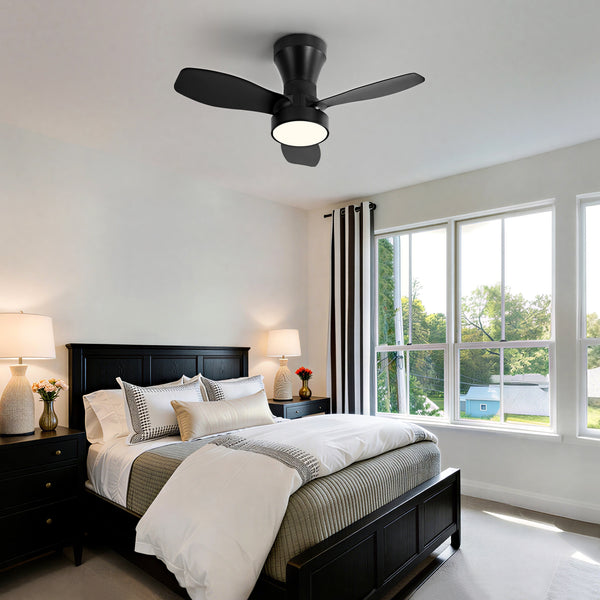 HARPER LIVING Ceiling Fan Light with Remote, 40W 2100LM LED Dimmable Fan Lamp, 3 Colours, 3 Speeds & 2 Timers, Black