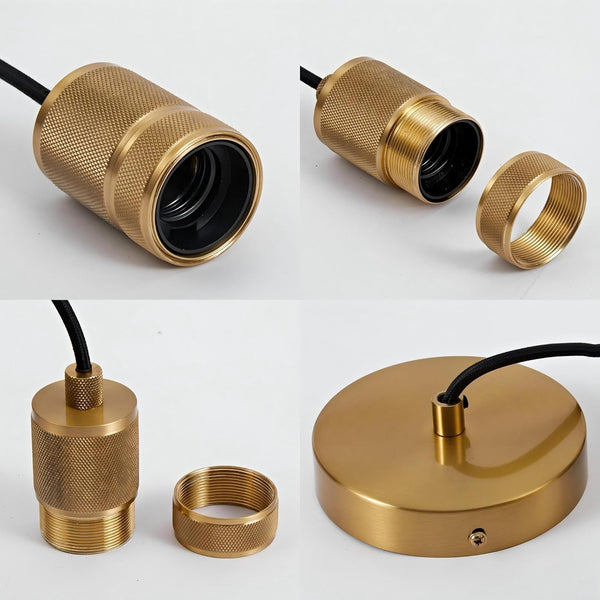 HARPER LIVING Light Fittings Ceilings, E27 Metal Pendant Lamp Holder, Adjustable, Class II Modern Ceiling Rose, Brass