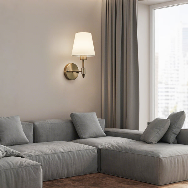 HARPER LIVING Set of 2 Battery Wall Lights, Fabric Lamps with Rechargeable Bulbs, Remote, 3 CCT & 9 RGB, Satin Nickel