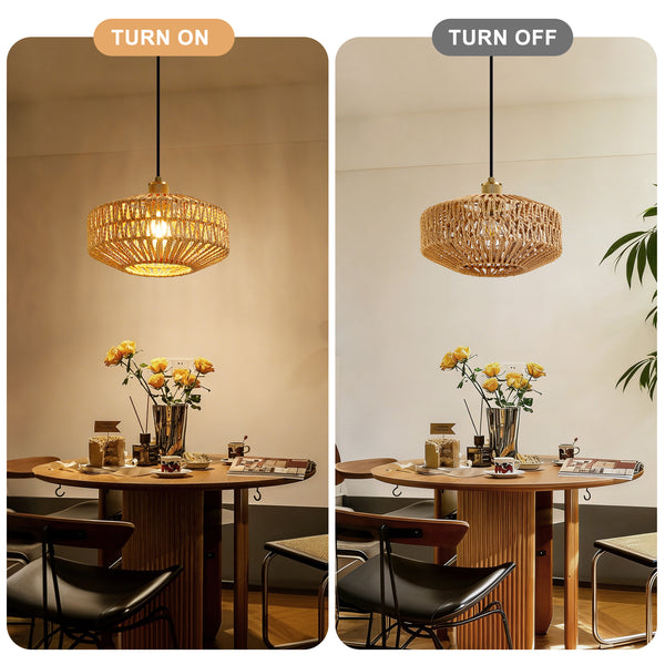 HARPER LIVING Easy Fit Handwoven Rope Ceiling Light Shade with Reducer Ring, E27/B22 Woven Shade for Pendant Lights & Floor Lamps