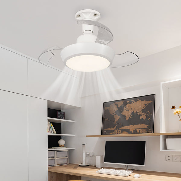 HARPER LIVING Ceiling Fans with Lights, E27 Screw in Fan Lamp with 3 Retractable Blades, 30W 1400LM Dimmable White