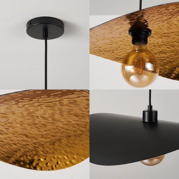 HARPER LIVING Pendant Light Fitting Black & Gold Finish, Adjustable Ceiling Pendant Lamp with E27 Holder, Hanging Light