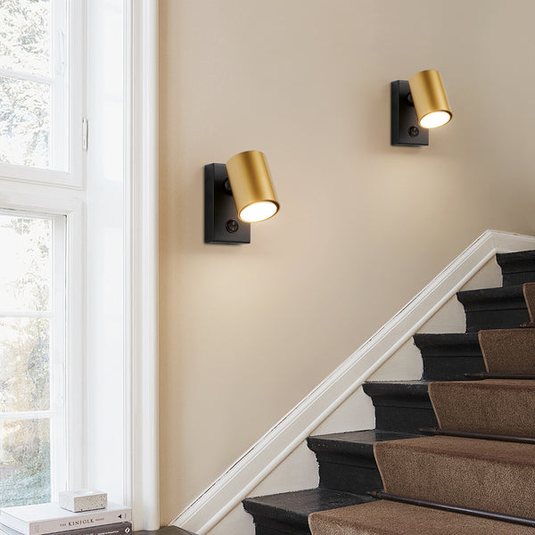 HARPER LIVING Adjustable Wall Spotlight with On/Off Switch, GU10 Rotatable Single Lamp - Matt Black & Gold Wall Light