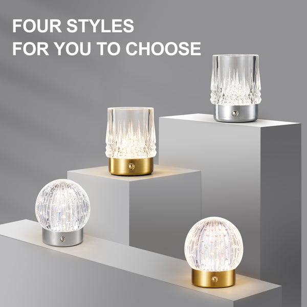 HARPER LIVING Rechargeable Table Lamp, Small Battery Operated Desk Lamp, Globe Shade, Gold Finish