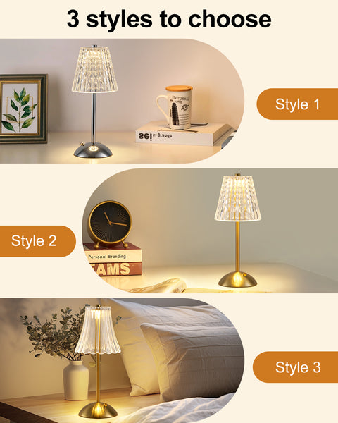 HARPER LIVING Rechargeable Table Lamp, Bedside Reading Light Polished Gold Finish, Cordless Touch Lamps, Bedroom, Living Room