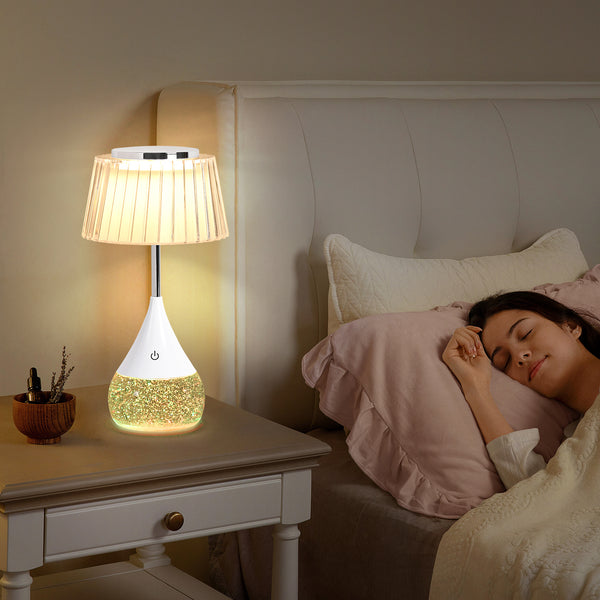HARPER LIVING RGB Table Lamp, Water Base & 7-Colour Changing, Touch Control Mood Light, Dimmable, Pleated Shade