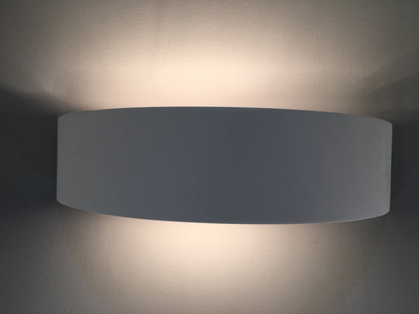 Ceramic Full Semi-Circle Wall Light, Up Light White Paintable Finish E14/SES socket (NO BULB)